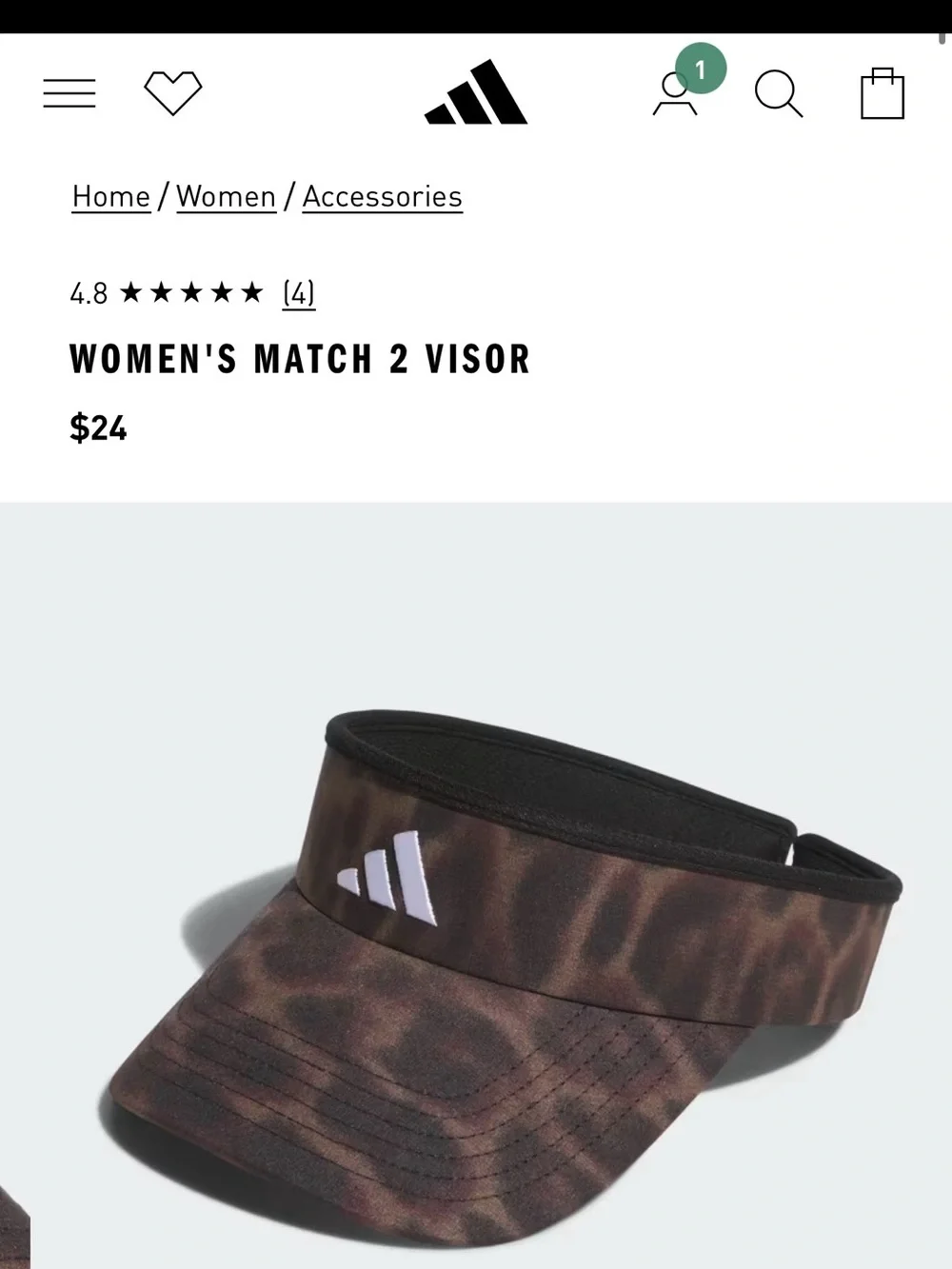 Adidas women’s match 2 visor (new)